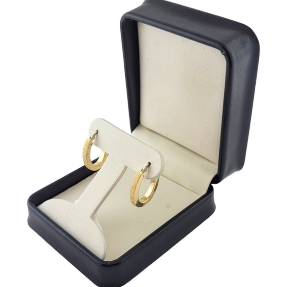 18K Yellow and White Gold Oval Hoop Earrings #16791 - Picture 10 of 10